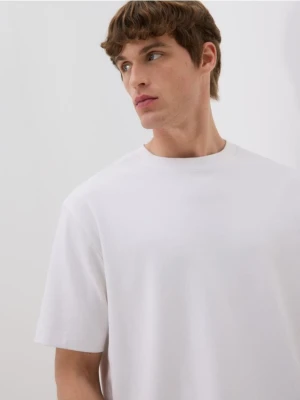 Reserved - Bawełniany t-shirt boxy - biały