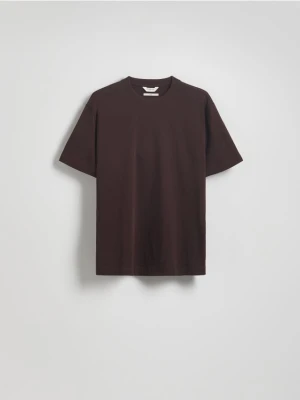Reserved - Bawełniany t-shirt boxy - ciemnobrązowy