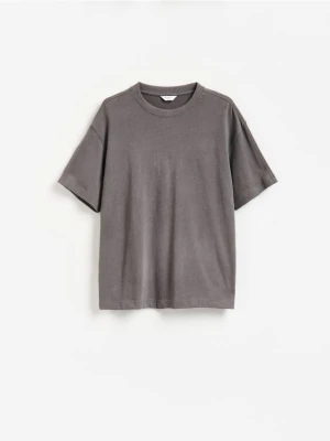 Reserved - Bawełniany t-shirt boxy - ciemnoszary