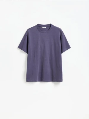 Reserved - Bawełniany t-shirt boxy - fioletowy