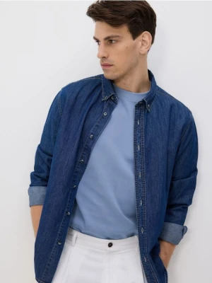 Reserved - Bawełniany t-shirt boxy - jasnoniebieski