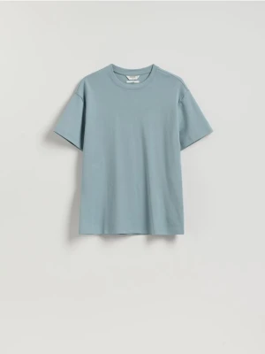 Reserved - Bawełniany t-shirt boxy - jasnoszary