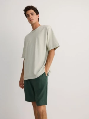 Reserved - Bawełniany t-shirt boxy - jasnozielony