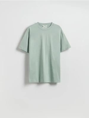 Reserved - Bawełniany t-shirt boxy - jasnozielony
