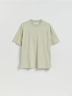 Reserved - Bawełniany t-shirt boxy - jasnozielony