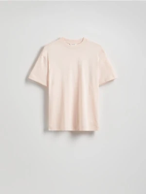 Reserved - Bawełniany t-shirt boxy - pastelowy róż
