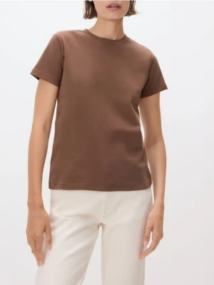 Reserved - Bawełniany t-shirt - brązowy