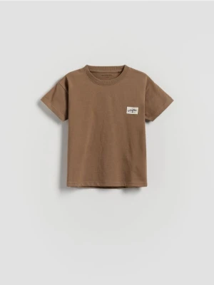 Reserved - Bawełniany t-shirt - brązowy