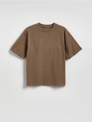 Reserved - Bawełniany t-shirt - brązowy