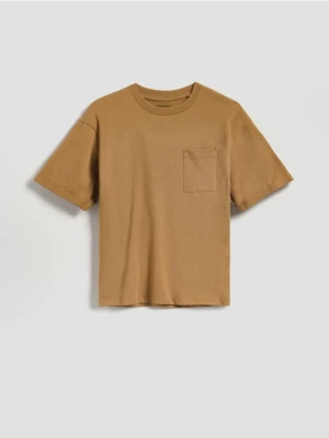 Reserved - Bawełniany t-shirt - brązowy