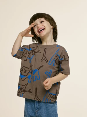 Reserved - Bawełniany t-shirt - brązowy