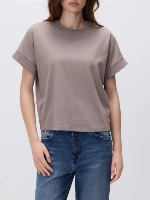 Reserved - Bawełniany t-shirt - brązowy