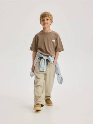 Reserved - Bawełniany t-shirt - brązowy