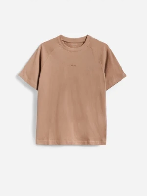 Reserved - Bawełniany t-shirt - brązowy