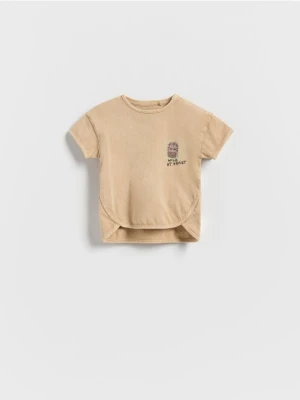 Reserved - Bawełniany t-shirt - bursztynowy