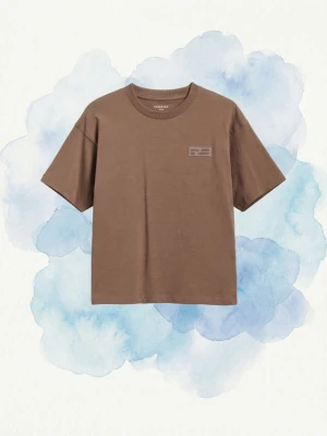 Reserved - Bawełniany t-shirt - ciemnobrązowy