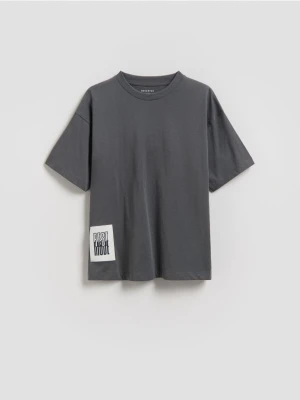 Reserved - Bawełniany t-shirt - ciemnoszary