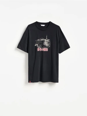 Reserved - Bawełniany t-shirt comfort - szary