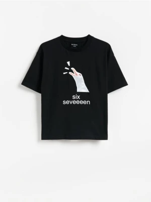 Reserved - Bawełniany t-shirt - czarny