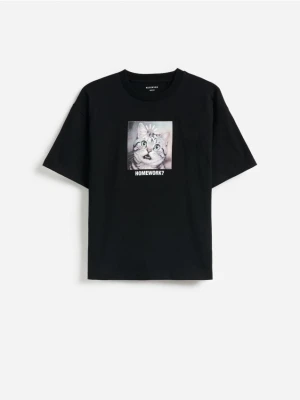 Reserved - Bawełniany t-shirt - czarny
