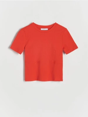 Reserved - Bawełniany t-shirt - czerwony