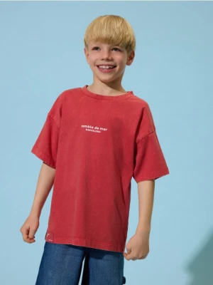 Reserved - Bawełniany t-shirt - czerwony