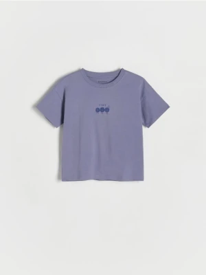 Reserved - Bawełniany t-shirt - fioletowy