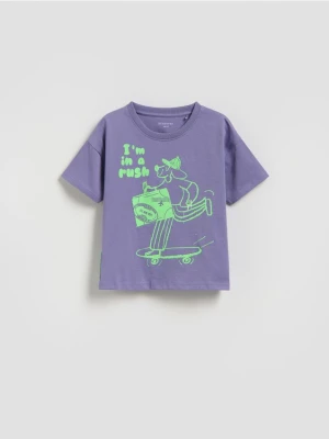 Reserved - Bawełniany t-shirt - fioletowy