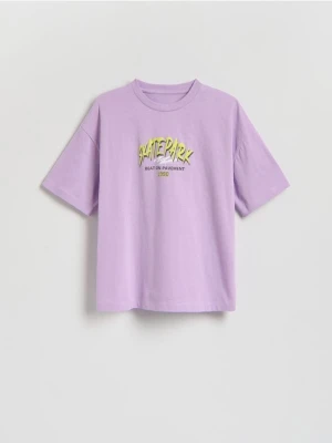 Reserved - Bawełniany t-shirt - fioletowy