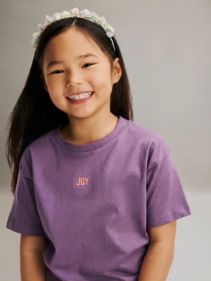 Reserved - Bawełniany t-shirt - fioletowy