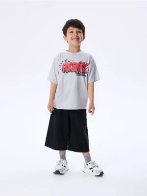 Reserved - Bawełniany t-shirt Fortnite - jasnoszary