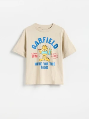 Reserved - Bawełniany t-shirt Garfield - beżowy