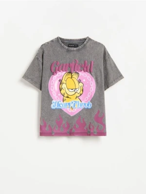 Reserved - Bawełniany t-shirt Garfield - ciemnoszary