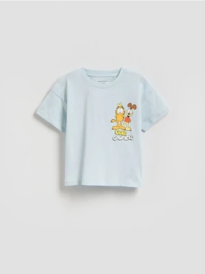 Reserved - Bawełniany t-shirt Garfield - jasnoniebieski