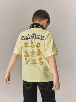 Reserved - Bawełniany t-shirt Garfield - jasnożółty