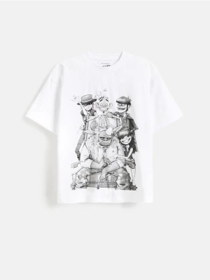 Reserved - Bawełniany t-shirt Gorillaz - biały