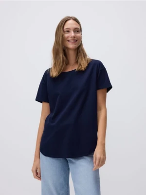 Reserved - Bawełniany t-shirt - granatowy