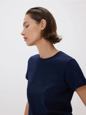 Reserved - Bawełniany t-shirt - granatowy