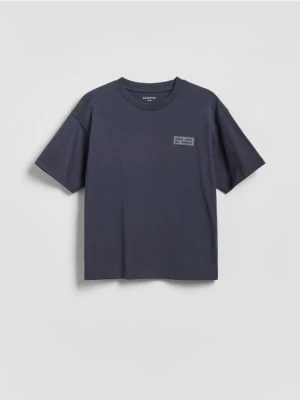 Reserved - Bawełniany t-shirt - granatowy