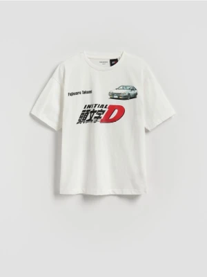Zdjęcie produktu Reserved - Bawełniany t-shirt Initial D - biały