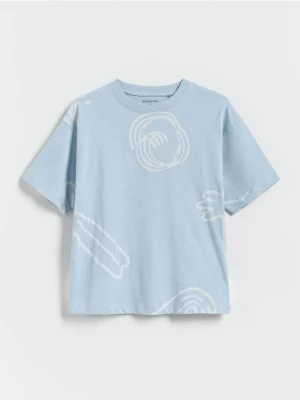 Reserved - Bawełniany t-shirt - jasnoniebieski