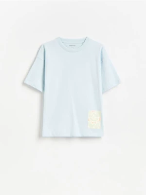 Reserved - Bawełniany t-shirt - jasnoniebieski