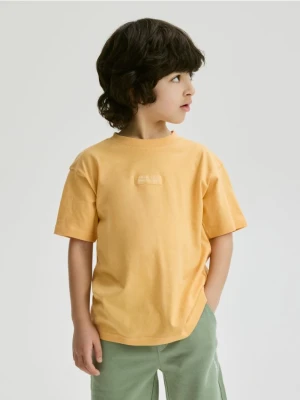 Reserved - Bawełniany t-shirt - jasnopomarańczowy