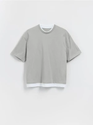 Reserved - Bawełniany t-shirt - jasnoszary