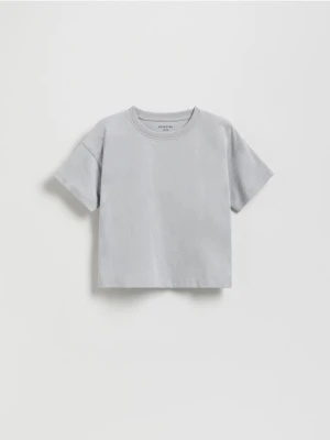 Reserved - Bawełniany t-shirt - jasnoszary