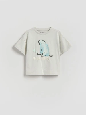 Reserved - Bawełniany t-shirt - jasnoszary