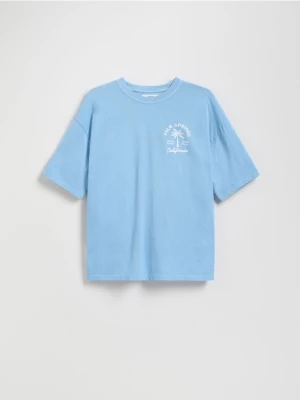 Reserved - Bawełniany t-shirt - jasnoturkusowy