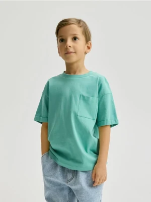 Reserved - Bawełniany t-shirt - jasnoturkusowy