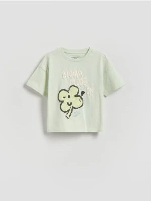 Reserved - Bawełniany t-shirt - jasnozielony