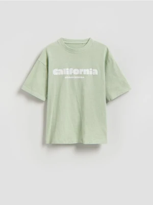 Reserved - Bawełniany t-shirt - jasnozielony